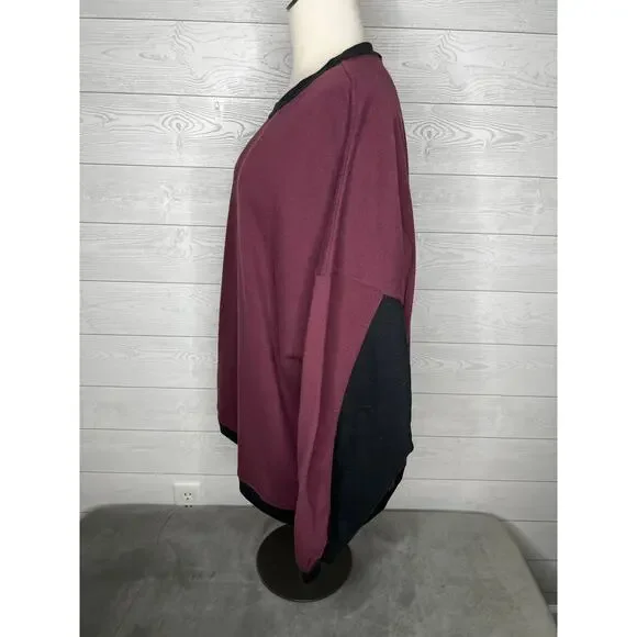 Torrid burgundy/black Cozy Fleece oversized Tunic Sweatshirt Size 1(1X) 14-16 - Picture 4 of 9